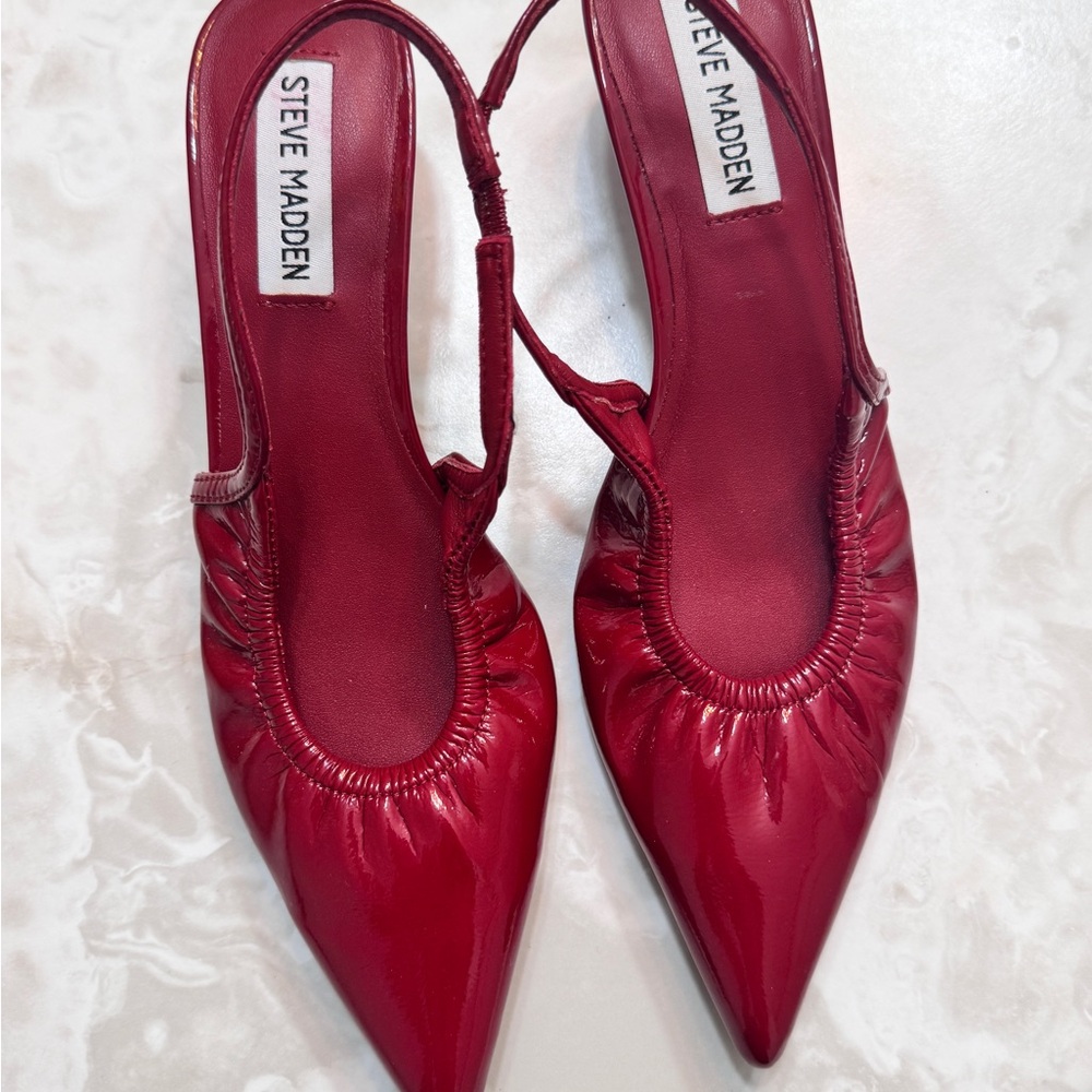 Steve Madden Glossy Red Slingback Heels